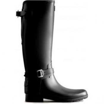 Refined Adjustable Black Women's Wellington Rubber Boots