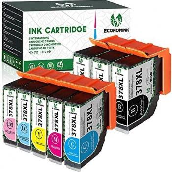 Economink 378XL Remanufacturado para Epson 378 XL Negro Cian Magenta Amarillo Cian Claro Magenta Claro Tinta de Cartucho, para Expression Photo XP-8600/XP-8605, HD XP-15000 Impresoras, Pack de 8