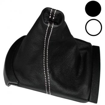 AERZETIX - Funda para palanca de cambios - 100% Piel Genuina - Color de Piel: Negro - Color de Costuras: Blanco
