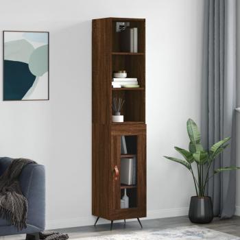 Aparador Alto de Madera Contrachapada Roble Marrón 34,5x34x180 cm