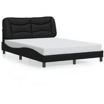 Black Faux Leather Bed Frame without Mattress - Double Size 137x190 cm (53.9x74.8)