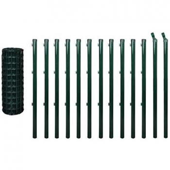 vidaXL Set de Euro-Valla 25x1,5 m Acero Verde Recinto Vallado Cercado Tapia