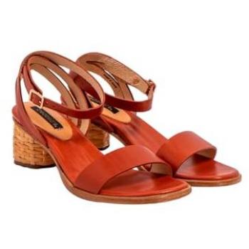 Sandalias de piel con tacón Neosens S3302 Malvasia rojo y S3300 Clay para mujer