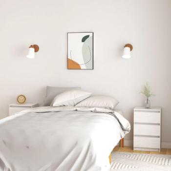 Mesita de Noche Blanca de 2 piezas 40x29,5x64 cm madera maciza de pino