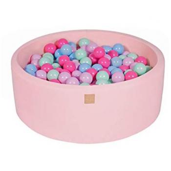 Piscina de Bolas MeowBaby 90x30cm con 200 Bolas ∅7cm - Rosa Claro, Menta, Azul Bebé y Rosa Pastel