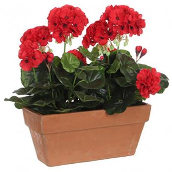 Geranio PVC Rojo en Jardinera para Balcón 29x13x40cm
