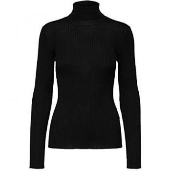 SELECTED FEMME Slfcosta LS Knit Rib Rollneck Noos Camisa Manga Larga, Negro