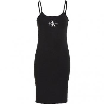 Vestido Mujer Calvin Klein Monologo Strappy - Algodón Regenerado Elastano Negro