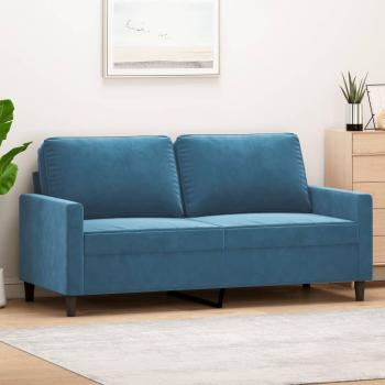 Sofá de 2 plazas terciopelo azul 140 cm con respaldo y reposabrazos, tapizado para salón, modelo vidaXL