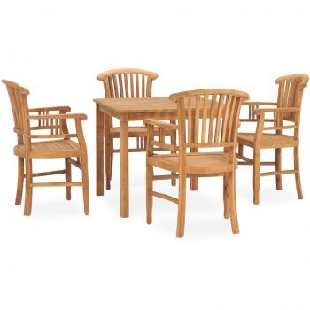 Set de almuerzo de jardín 5 piezas de teca de madera maciza