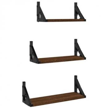 Estantes de Pared 3 piezas marrón madera de ingeniería roble multicapa