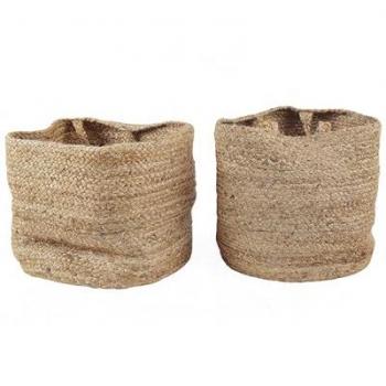 Conjunto de 2 cestas de almacenamiento de yute natural beige arena Kaella
