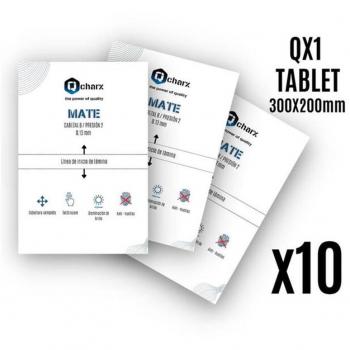 Qcharx Laminas de Protección Frontales Mate para Tablet QX1 - Pack de 10 Unidades (300x200 mm)