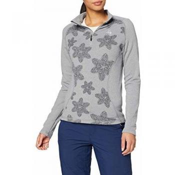 Odlo Midlayer 1/2 Zip Snowcross-Grey Melange/AOP Fw19, Jersey para Mujer, Mujer, 293081-70714, Grey Melange/AOP fw19, XS