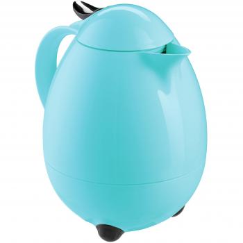 Leifheit Termo Columbus 1,0 L azul claro, termo grande con tecla de aroma para aprox. 8 tazas, termo portátil para servir con una mano