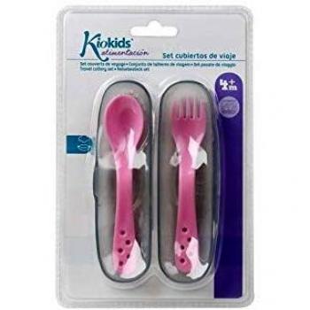 KIOKIDS CUBIERTOS INFANTILES CON CAJITA ROSA
