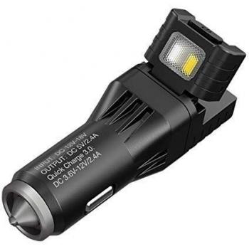 Nitecore VCL10 Multifunctional USB Car Charger with Flashlight and QuickCharge 3.0, 25 Lumens