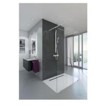 Mampara de ducha en kit Baltique Clara - Cristal Templado 8 mm - 140 cm x 198 cm - Perfil Negro - Saint-Gobain