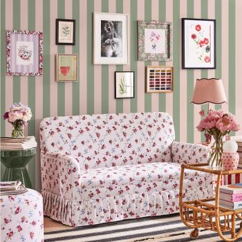 Green and Pink Canopy Stripe Wallpaper