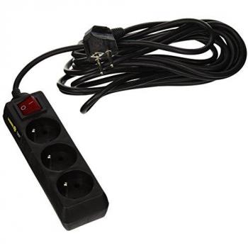 Base múltiple VOREL 72627 con 3 tomas, cable de 5 m, negro y con interruptor
