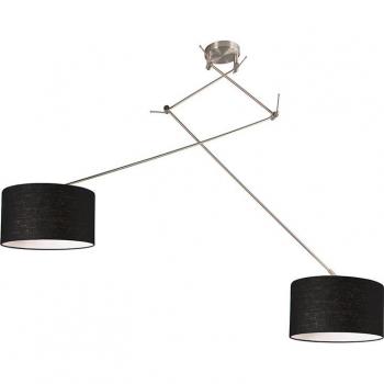 Lámpara colgante ajustable de acero con pantalla negra de 35 cm - Blitz II