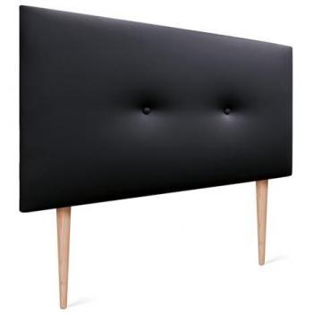 Cabecero de Polipiel Liso Acolchado con Botones y Patas 110x105cm - Negro, para Camas 80/90/105 cm, Diseño Moderno y Elegante