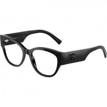 Dolce & Gabbana DG3377 501 Gafas Recetadas para Mujer Negras, Armazones para Mujer Negros, 53 Lentes Recetados Para Mujer Negros