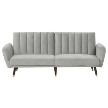 Sofá cama 3 plazas de terciopelo gris claro convertible dormitorio Vimmerby Beliani