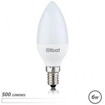 Elbat Bombilla LED 6W 500 Lúmenes 4000K Luz Blanca E14 180º 37x100mm 30.000 Horas Vida 15.000 Encendidos Color Blanco