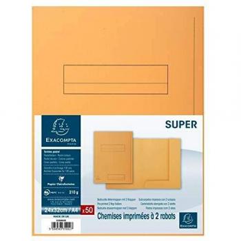 Subcarpetas Exacompta Super 210, paquete de 50 unidades, 210 g/m², color burbuja, tamaño 24 x 32 cm