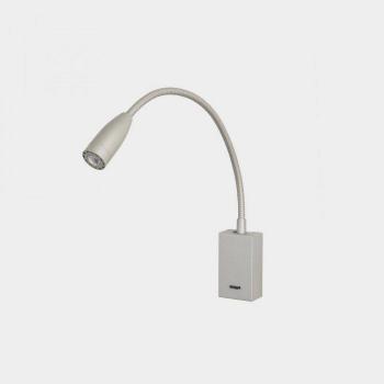 Aplique de lectura LED de cama con brazo ajustable, aluminio níquel satinado, IP20, 2.2W, 3000K