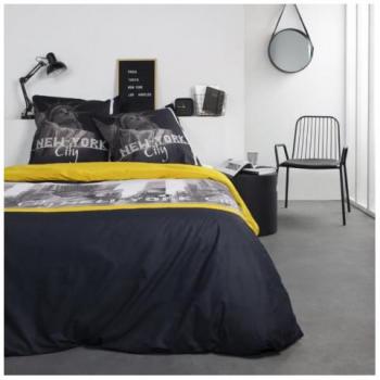 Juego de Sábanas TODAY Negro Amarillo Cama Doble 220 x 240 cm
