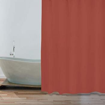 Cortina de Ducha Premium Terracota 180x200cm - Antimoho, Antibacteriana y Repelente al Agua