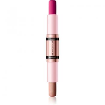 Makeup Revolution Blush & Highlight Creamy Blusher and Highlighter Stick Shade Sparkling Wine Shine 2x4.3 g