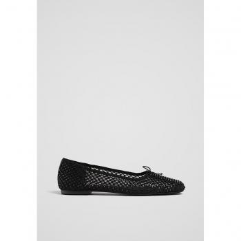 Rhinestone Mesh Black Ballet Flats