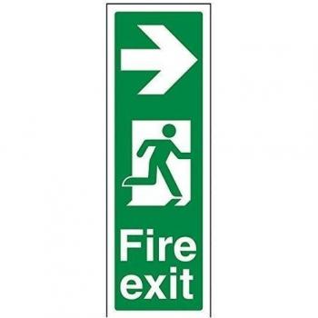 Señalamiento obligatorio de salida de incendios VSafety 14040AK-S, flecha a la derecha, vinilo autoadhesivo, 100 mm x 300 mm