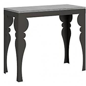 Consola Extensible Paxon Small Evolution 90x40/196 cm con Estructura Antracita y Acabado en Cemento