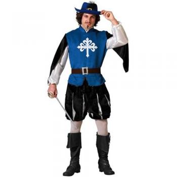 Disfraz de Mosquetero Azul para Hombre con Cinturón - Talla XL