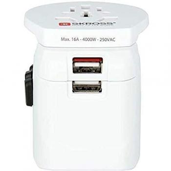 Skross PRO Light USB Universal Universal Color blanco adaptador de enchufe eléctrico - Adaptador para enchufe