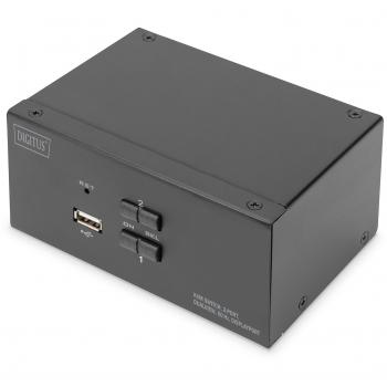 Conmutador KVM Digitus DS-12862, 2 Puertos, Doble Pantalla, 4K, DisplayPort