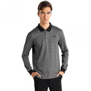 BENDORFF - Polo de Manga Larga Tejido Jaquard Negro (S), Casual, Algodón, Bendorff Outlet 2024