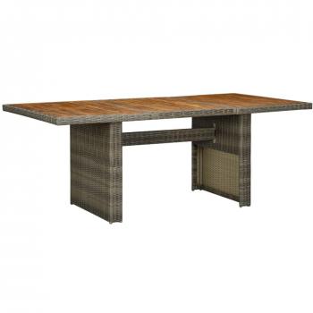 vidaXL Garden Table Brown Poly Rattan and Solid Acacia Wood