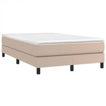 Cama box spring con colchón de cuero sintético capuchino 120x190 cm