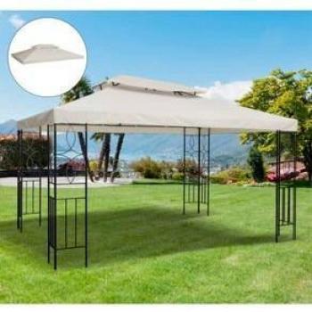 Techo de Repuesto Outsunny 4x3 m para Cenador de Jardín 2 Niveles Transpirable con 10 Orificios de Drenaje - Crema