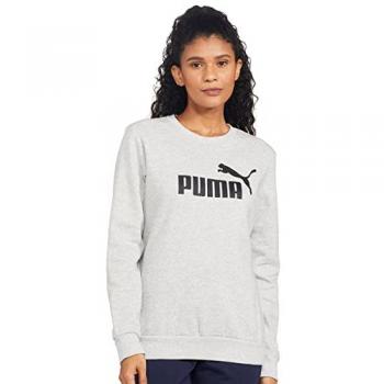 Puma Women's Essential Logo Crew Sweatshirt Light Grey Heather XS