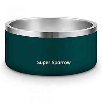 Super Sparrow Comedero para Perros Gatos Mascotas de Acero Inoxidable, con Base de Silicona Antideslizante, Apto para Lavavajillas -32oz/1L