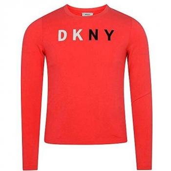 DKNY - Camiseta de manga larga para niño con logotipo impreso rosa 158/164 cm