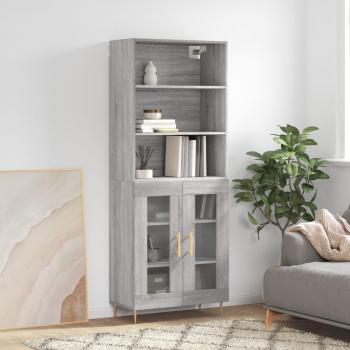 Aparador alto de madera contrachapada gris sonoma 69,5x34x180 cm