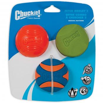 Paquete de 3 Pelotas de Goma Ultra Chirriantes para Perros - Chuckit! Fetch Medley