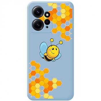 Funda Silicona Líquida Azul Personalizada con Diseño de Abeja para Xiaomi Redmi Note 12 4G